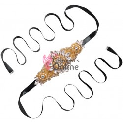 Brau din satin Hand Made Luxury BLT046DD cu Crystale aplicate pentru rochie de mireasa